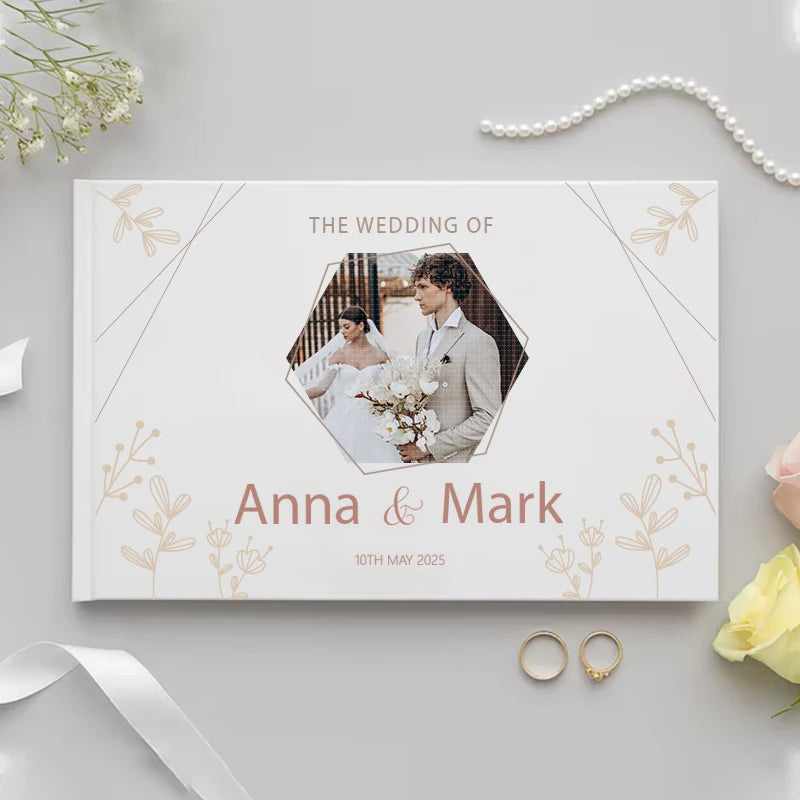 Livro de Honra Personalizado Branco | Álbum Elegante de Assinaturas e Recordações
