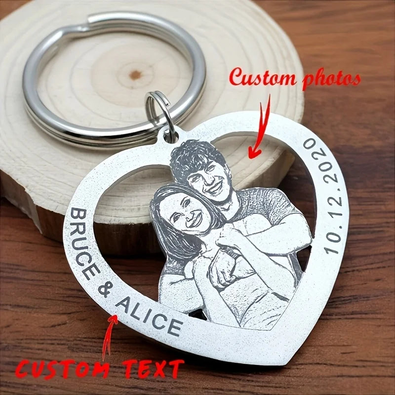 Porta-Chaves Personalizado em Aço Inoxidável com Coração