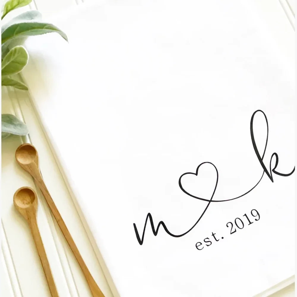 Pano de Cozinha Personalizado com Iniciais e Coração