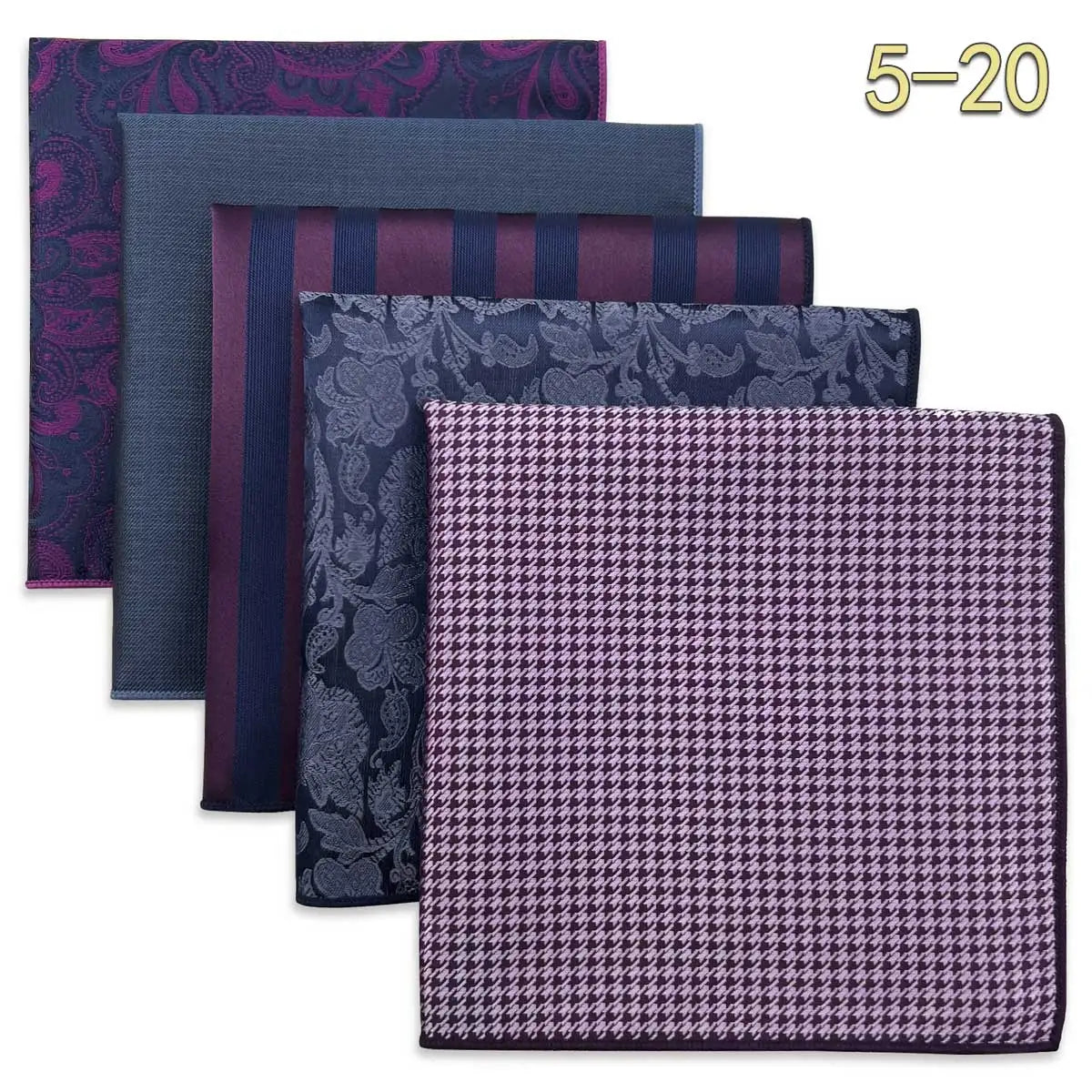 Conjunto de 5 Lenços de Bolso para Homem