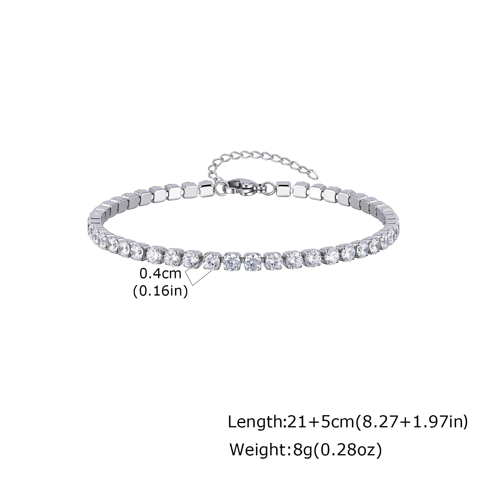 Tornozeleira Tennis com Zircónias – Aço Inoxidável Banhado a Ouro 18K