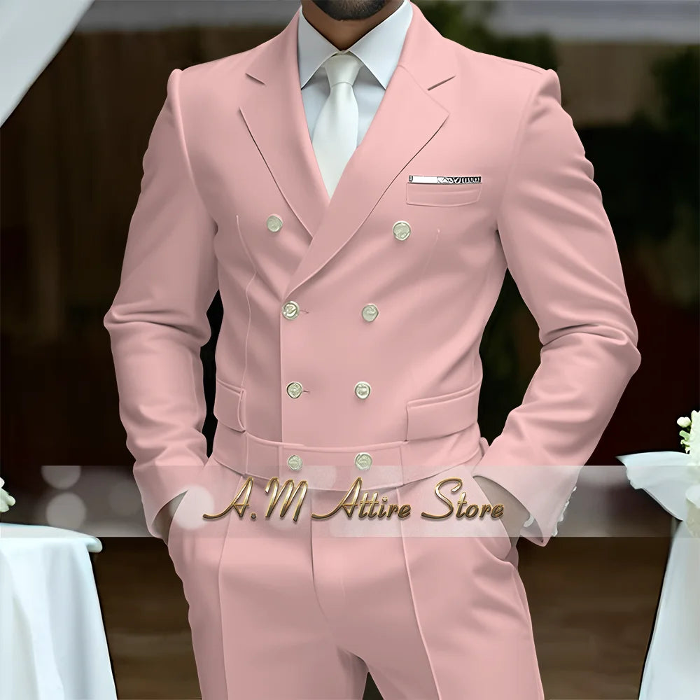 Fato Masculino Branco de Luxo – Blazer Cruzado e Calças Elegantes