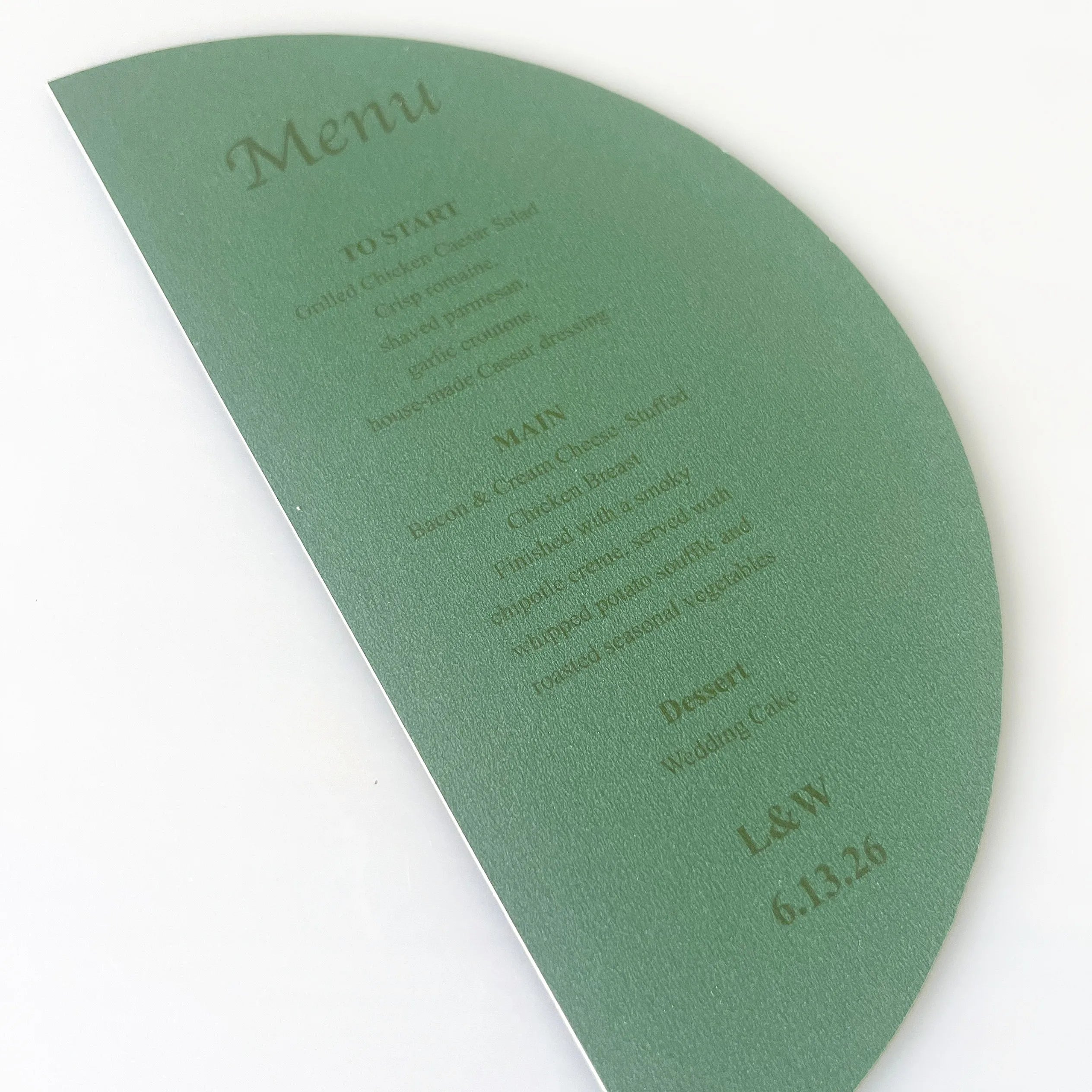 Menus de Casamento Personalizados em Meio Círculo