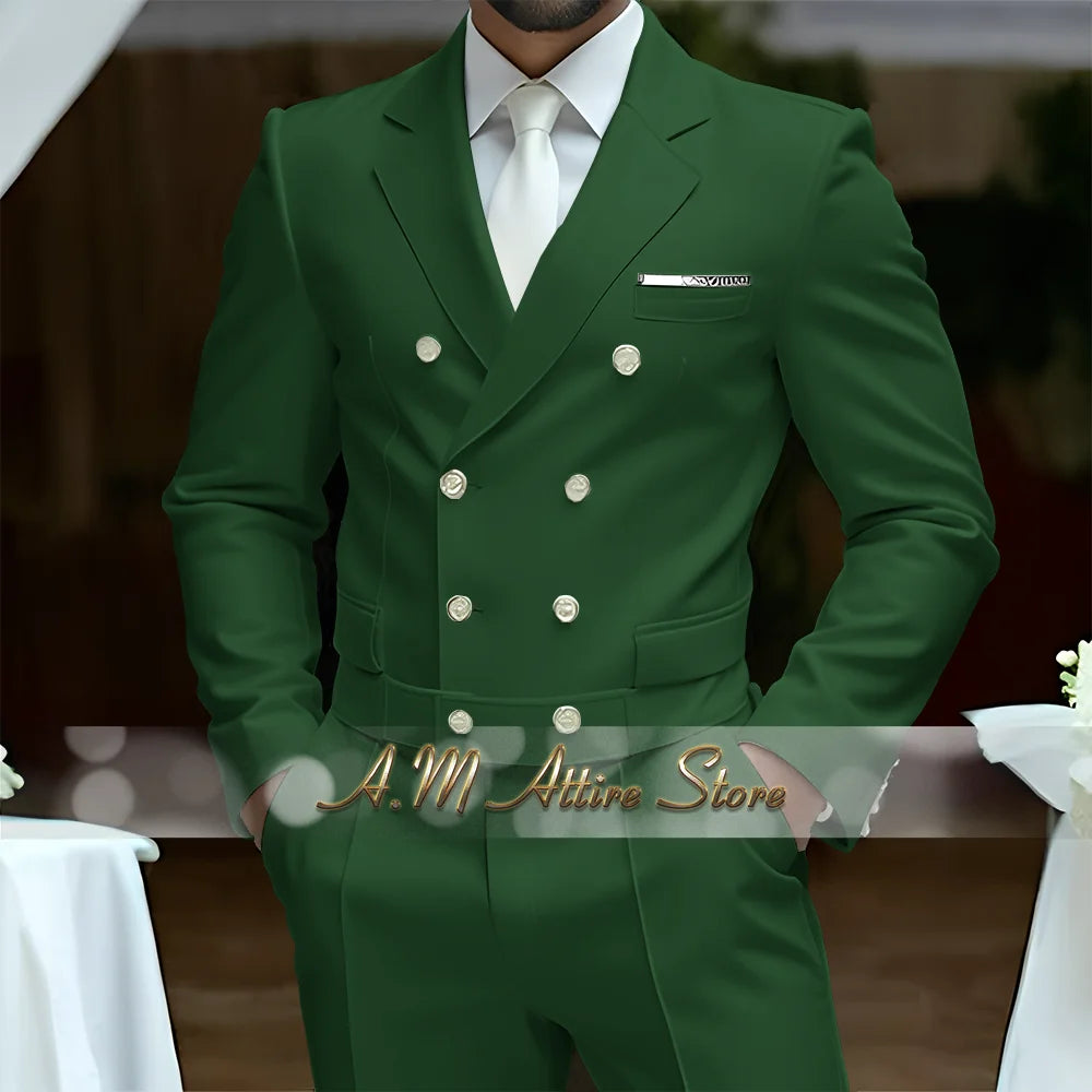 Fato Masculino Branco de Luxo – Blazer Cruzado e Calças Elegantes