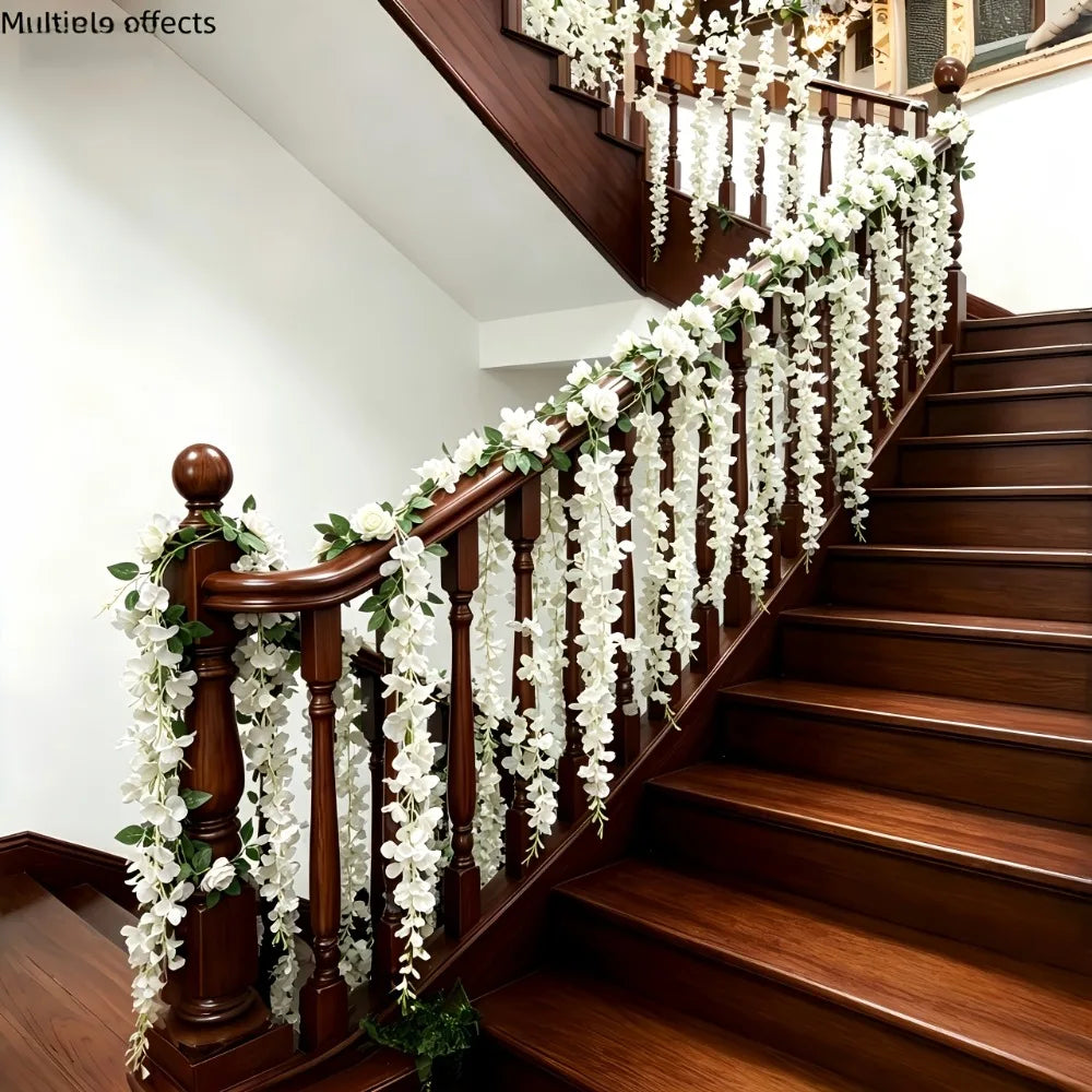 Conjunto de 22 Flores Pendentes Brancas – Rosas e Orquídeas para Parede e Casamento