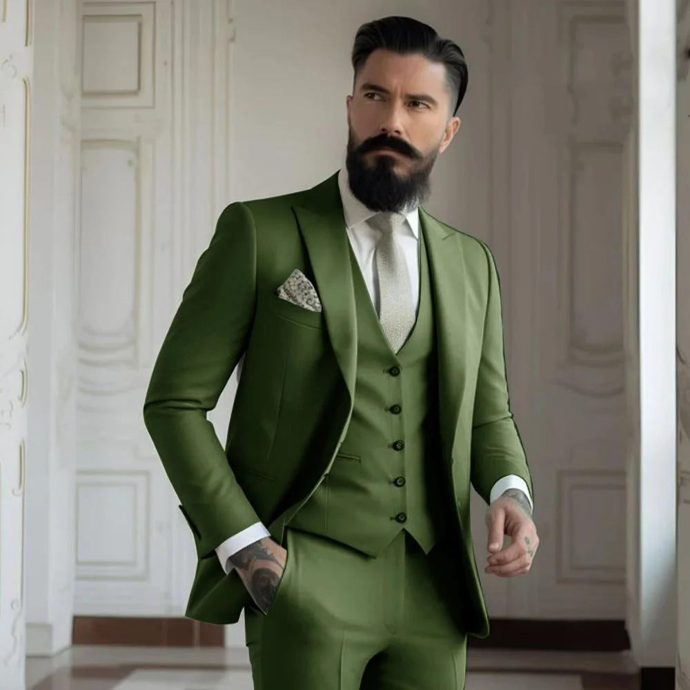 Fato Masculino Champagne – Conjunto de 3 Peças para Casamento e Eventos Formais