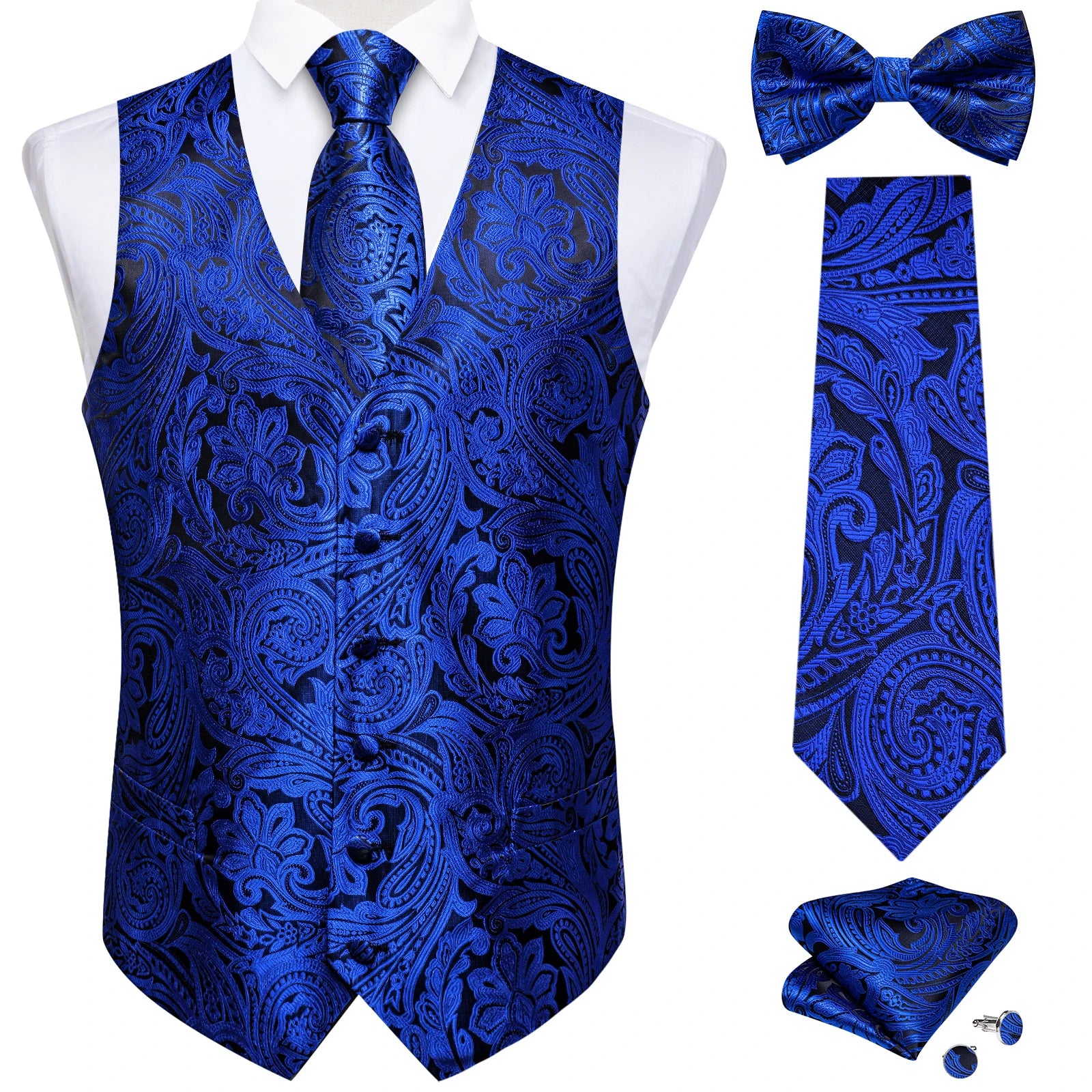 Conjunto Formal Masculino Preto Paisley