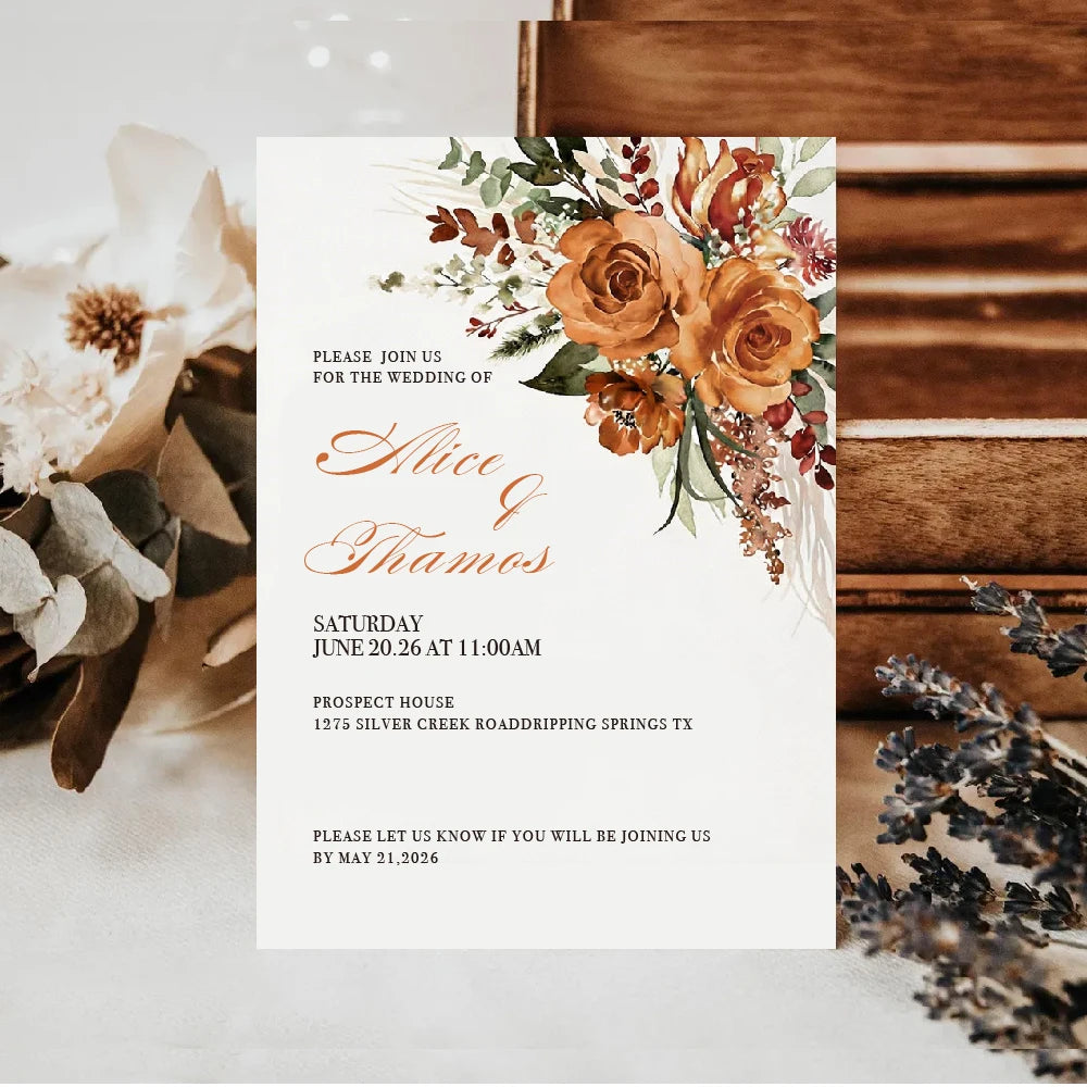 Convites de Casamento Personalizados Floral – 10 a 50 Unidades | Save the Date Premium