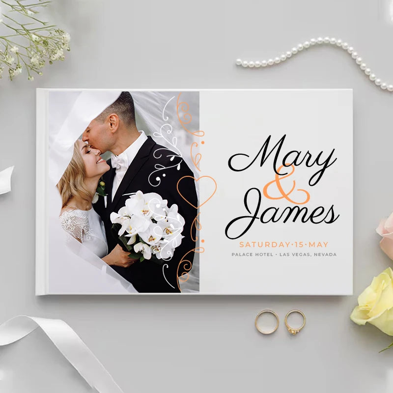 Livro de Honra Personalizado Branco | Álbum Elegante de Assinaturas e Recordações