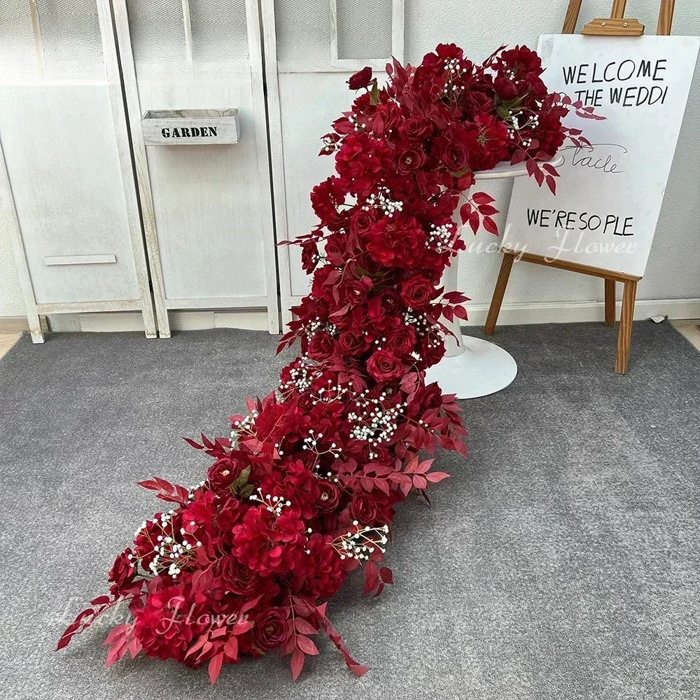 Arranjo Floral Artificial Luxo 2 m – Rosas em Seda para Mesas, Arcos e Casamentos
