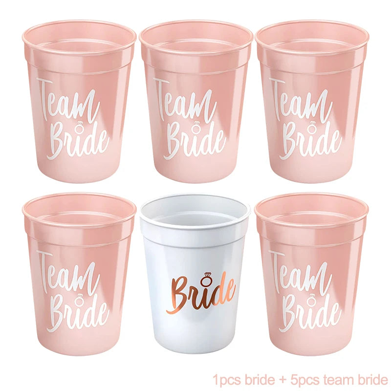 Copos "Bride & Team Bride" – Conjunto para Despedida de Solteira