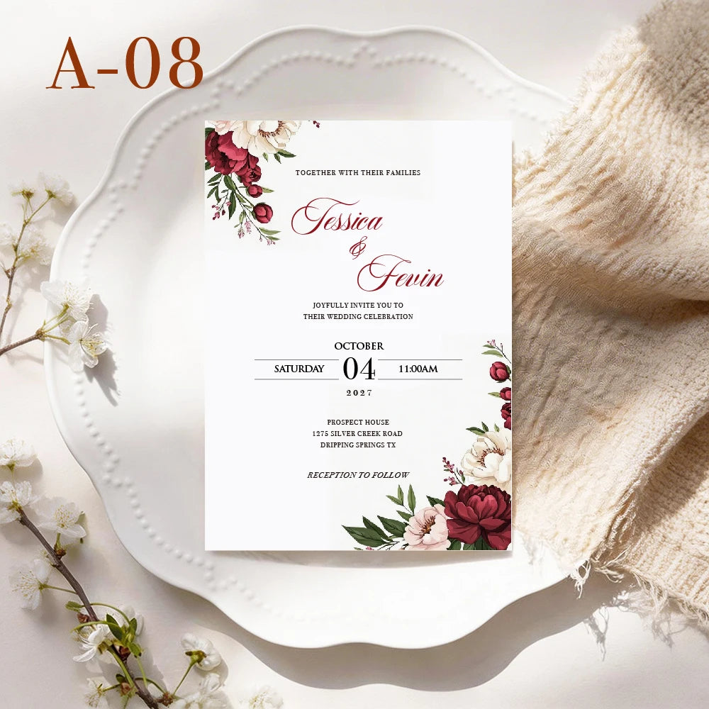 Convites de Casamento Personalizados Floral – 10 a 50 Unidades | Save the Date Premium