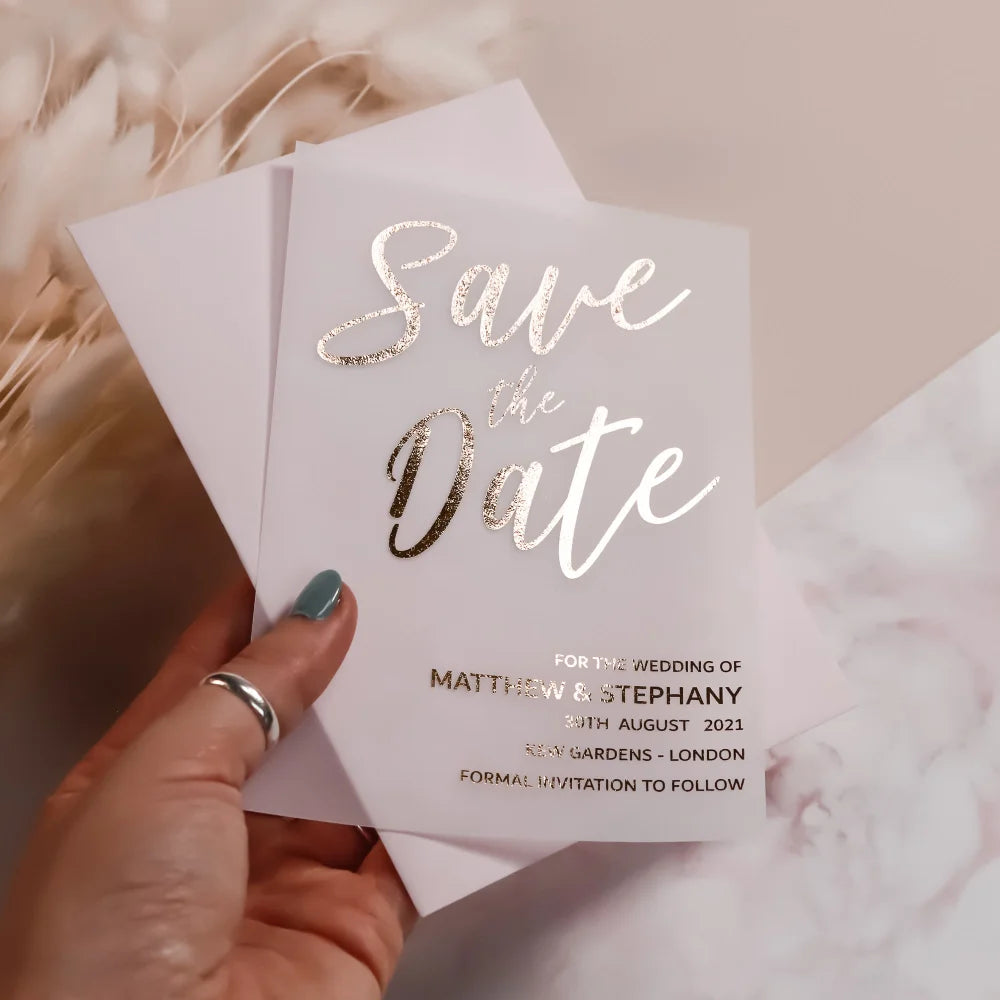 Convite de Casamento de Luxo com Acabamento Foil