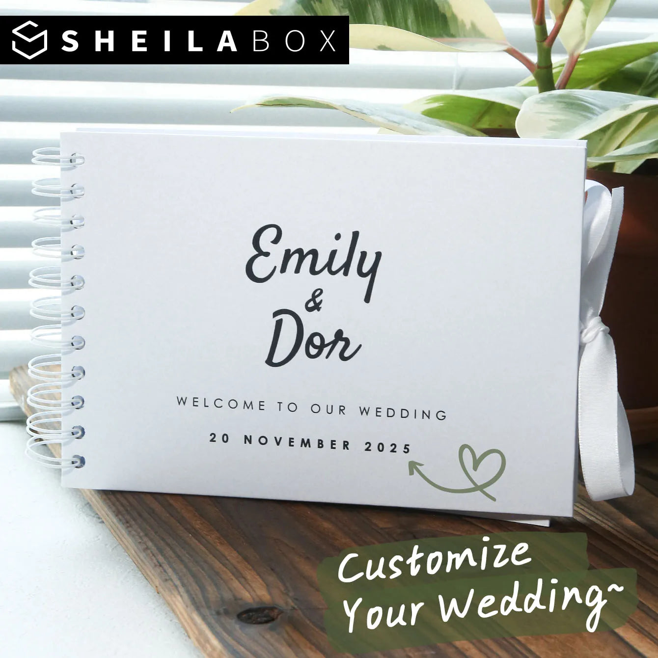 Livro de Honra Personalizado com Laço | Livro de Assinaturas para Casamento