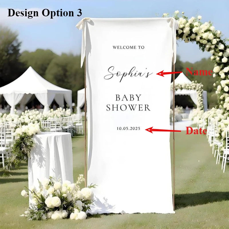 Banner de Linho Personalizado para Casamento – Placa de Boas-Vindas em Tecido