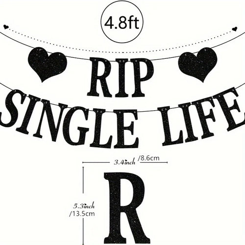 Banner "RIP Single Life" com Glitter – Decoração para Despedida de Solteira