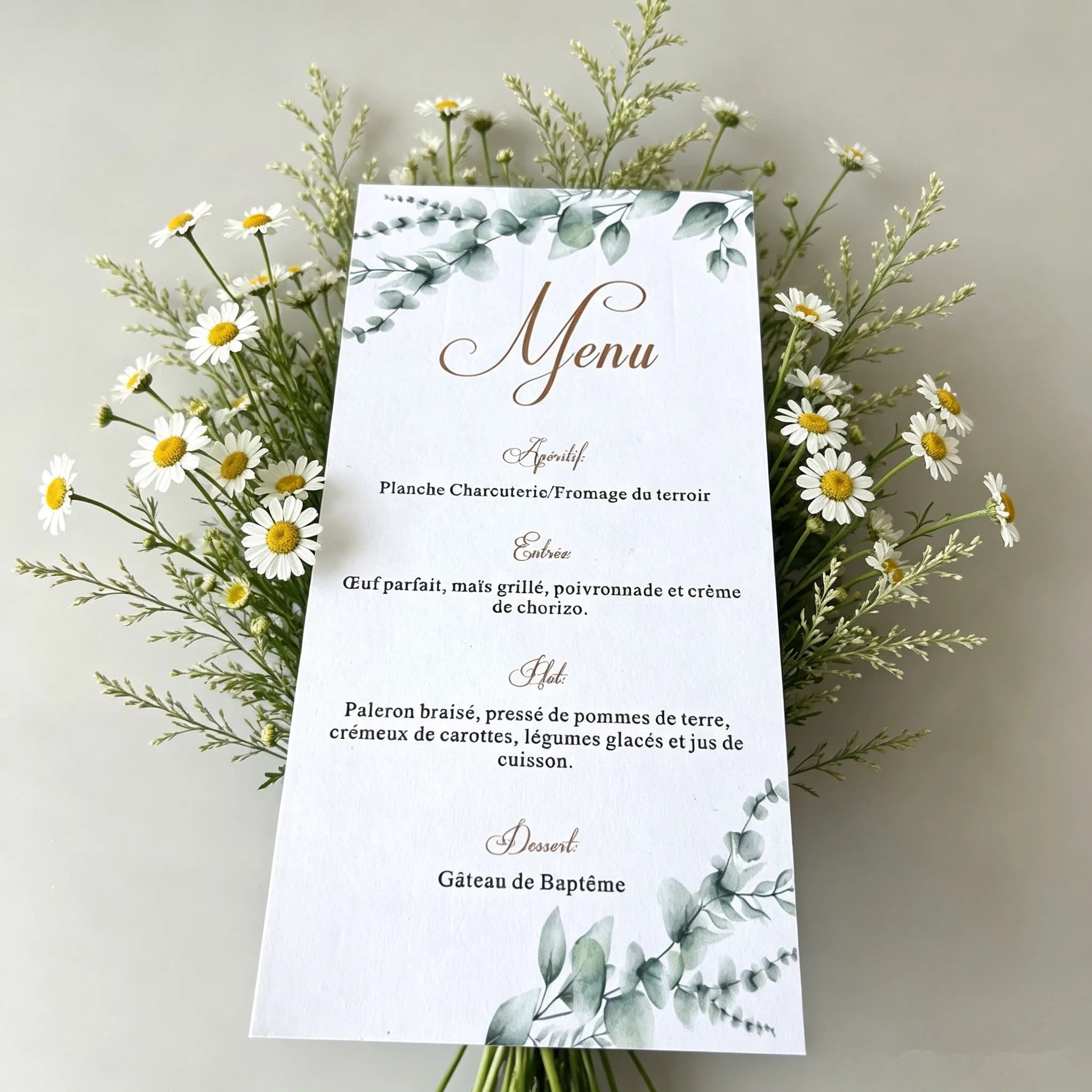 Menus de Casamento Personalizados – Pack de 50