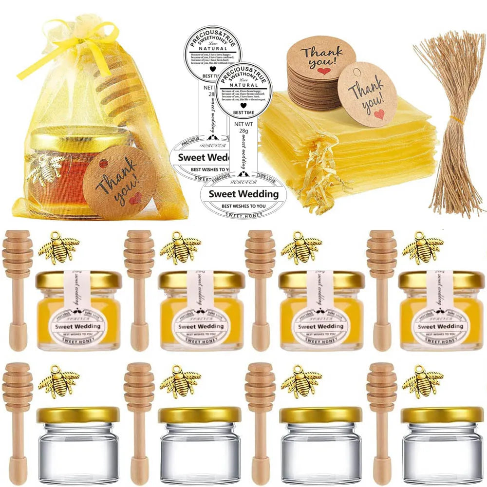 Mini Potes de Vidro para Mel Personalizados — Lembrança de Casamento (1 oz)