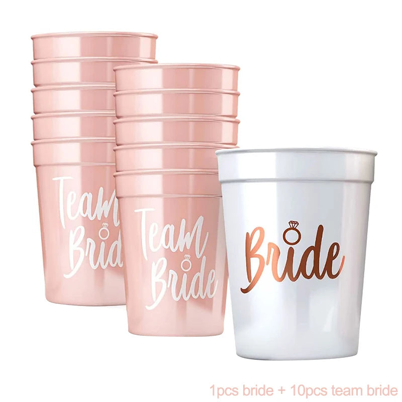 Copos "Bride & Team Bride" – Conjunto para Despedida de Solteira