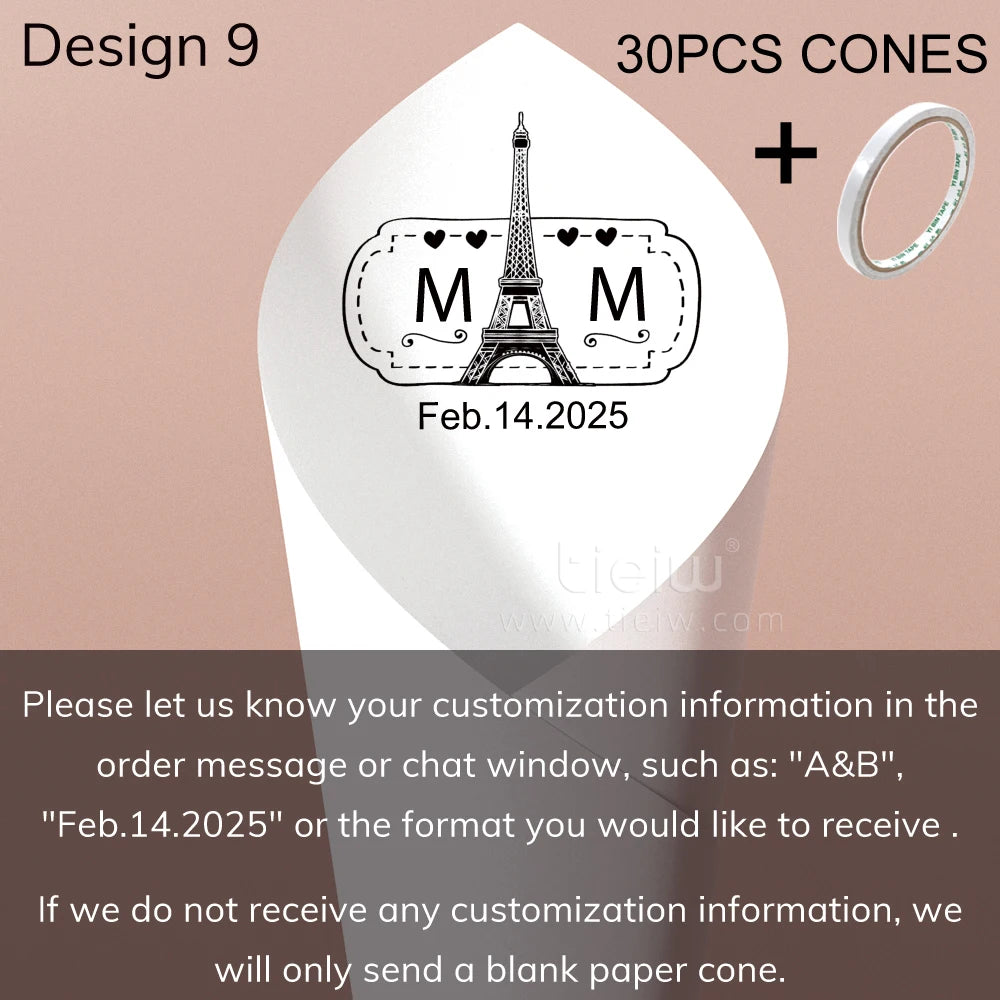 Cones para Confettis Personalizados – Papel Elegante para Casamento
