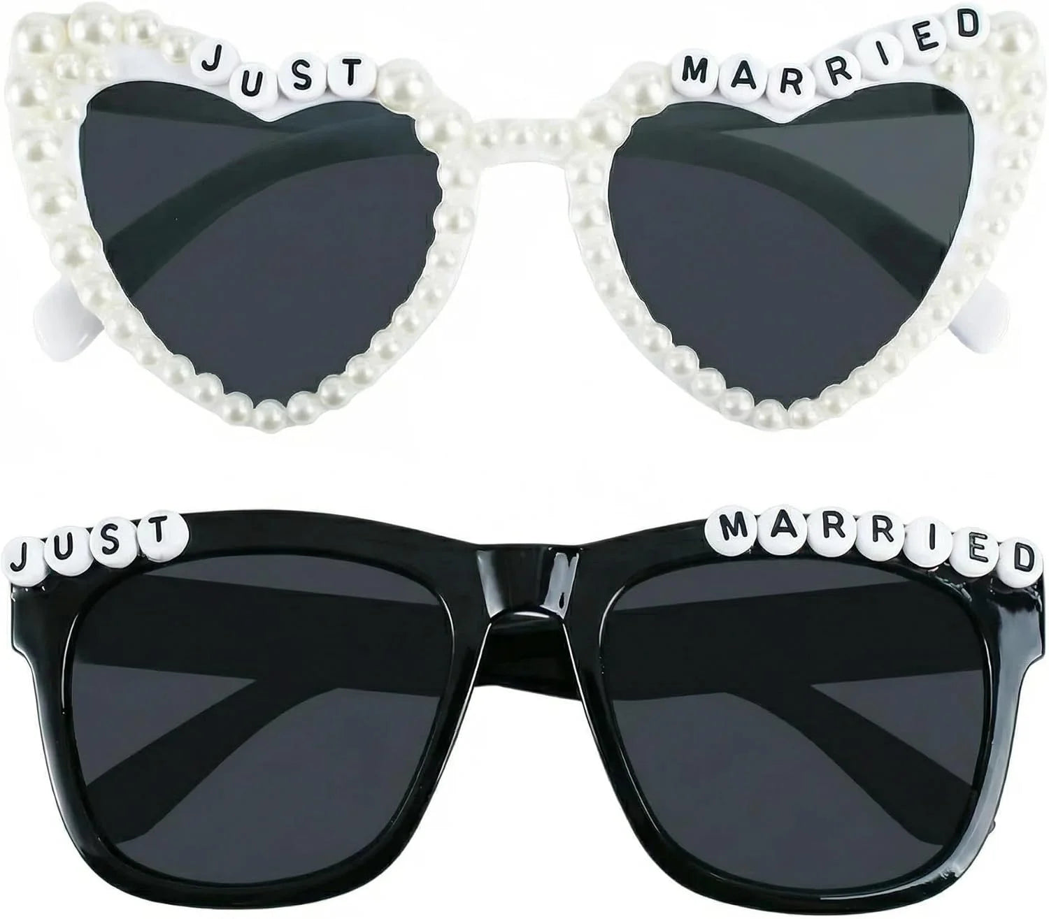 Óculos "Mr & Mrs" com Pérolas – Conjunto de 2 para Casamento e Despedida de Solteira
