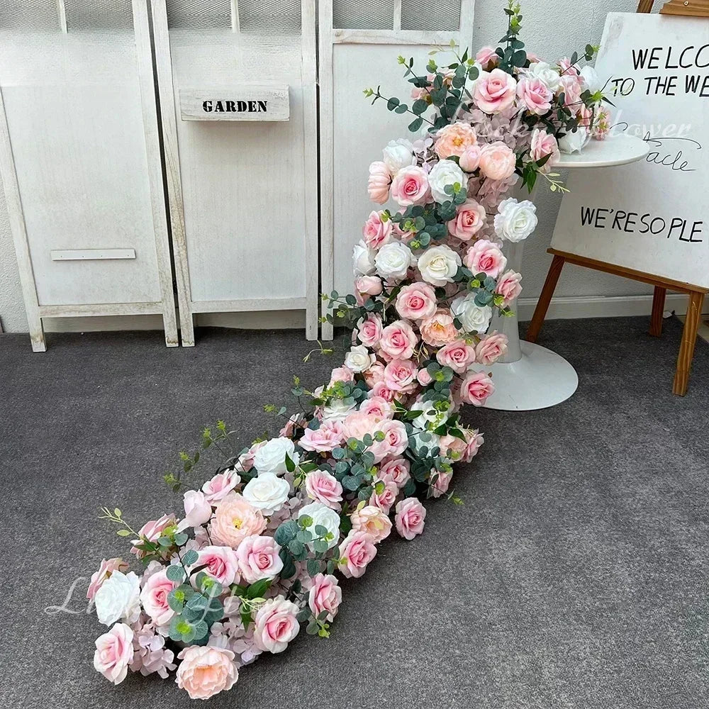 Arranjo Floral Artificial Luxo 2 m – Rosas em Seda para Mesas, Arcos e Casamentos