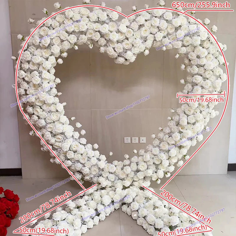 Arco Floral Artificial em Forma de Coração – Decoração Luxuosa para Casamentos