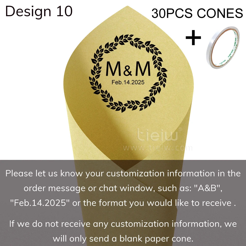 Cones para Confettis Personalizados – Papel Elegante para Casamento