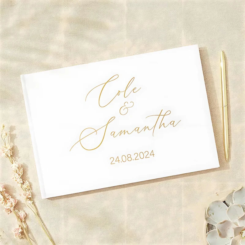 Livro de Honra Personalizado Branco | Álbum Elegante de Assinaturas e Recordações