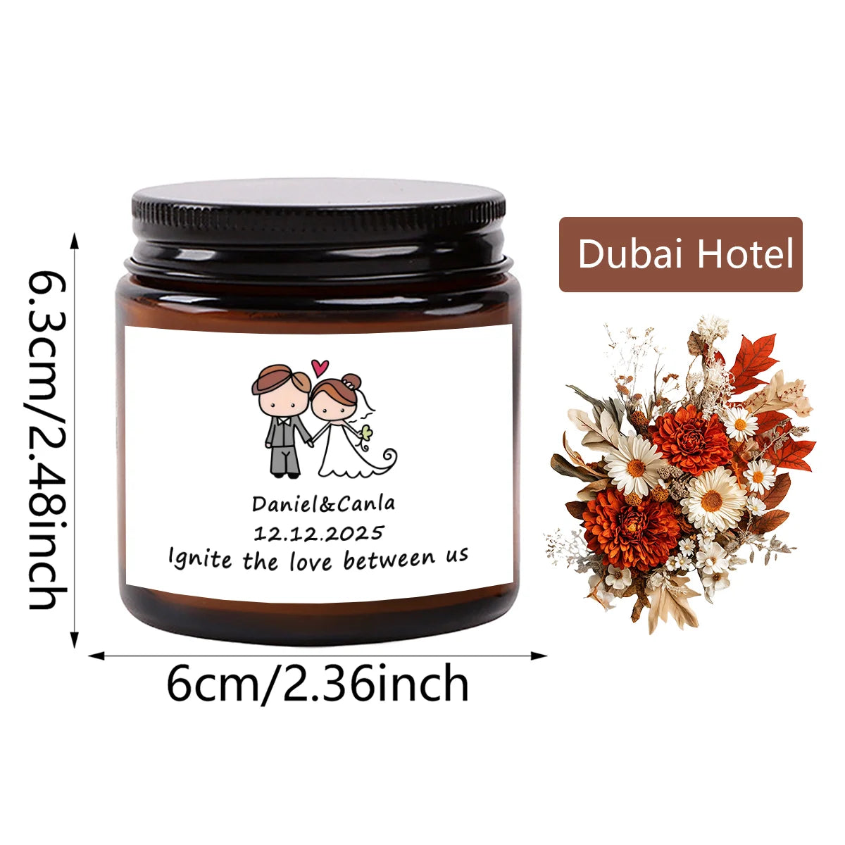 Vela Aromática Personalizada para Lembranças de Casamento — 70 g