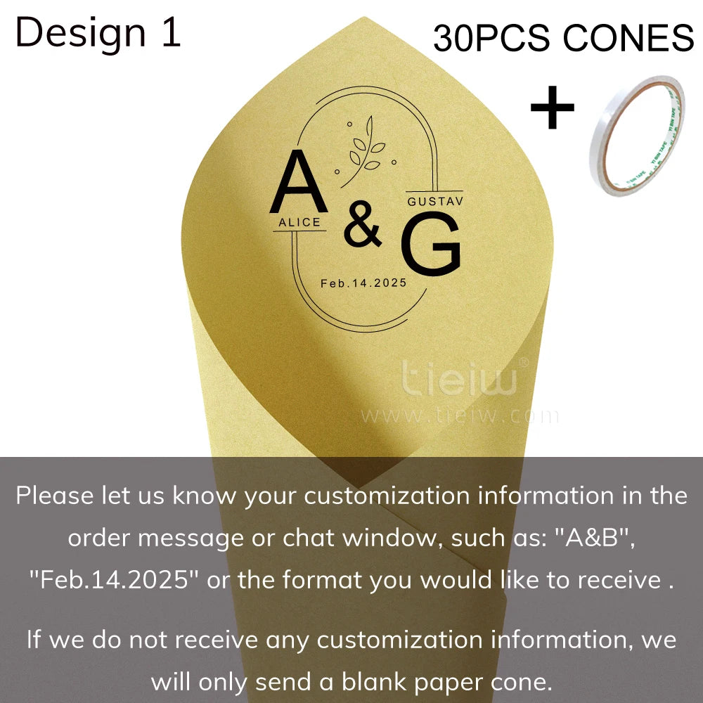 Cones para Confettis Personalizados – Papel Elegante para Casamento