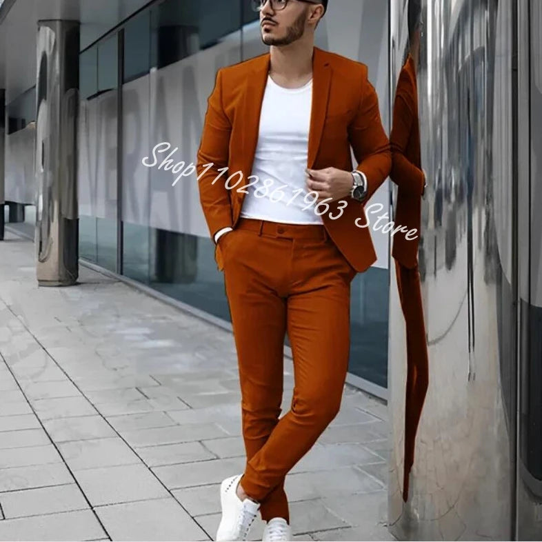 Fato Masculino Cinzento – Conjunto de 2 Peças para Casamento e Eventos Formais