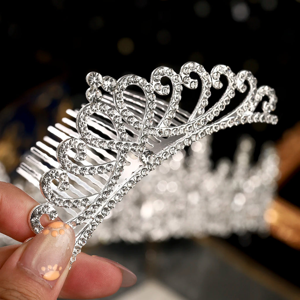 Conjunto de Tiaras em Cristal Prateado