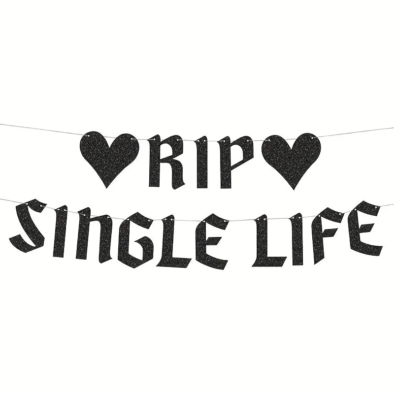 Banner "RIP Single Life" com Glitter – Decoração para Despedida de Solteira