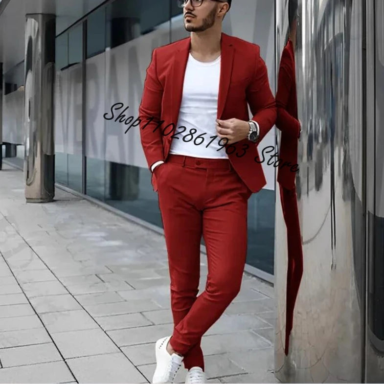 Fato Masculino Cinzento – Conjunto de 2 Peças para Casamento e Eventos Formais