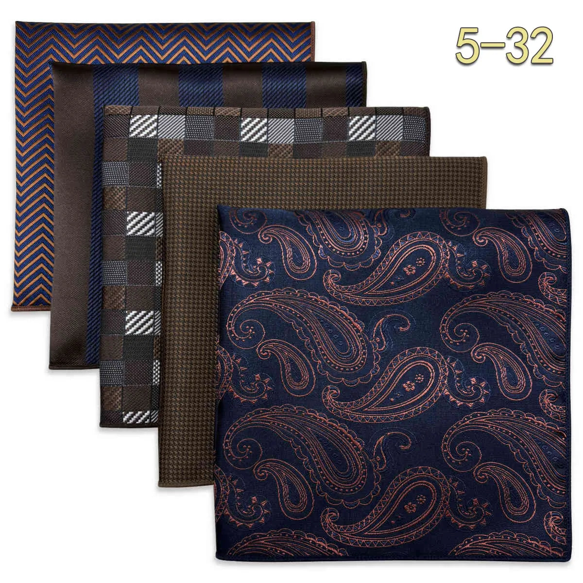 Conjunto de 5 Lenços de Bolso para Homem