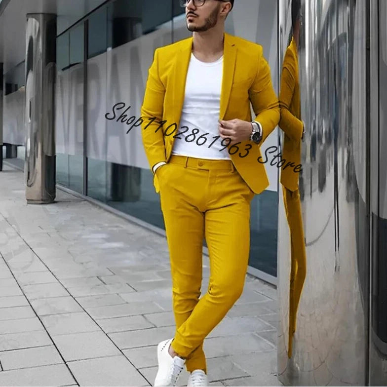 Fato Masculino Cinzento – Conjunto de 2 Peças para Casamento e Eventos Formais