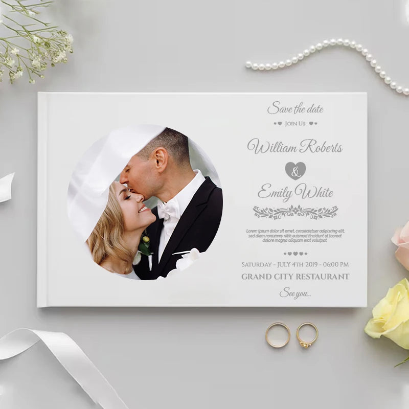 Livro de Honra Personalizado Branco | Álbum Elegante de Assinaturas e Recordações