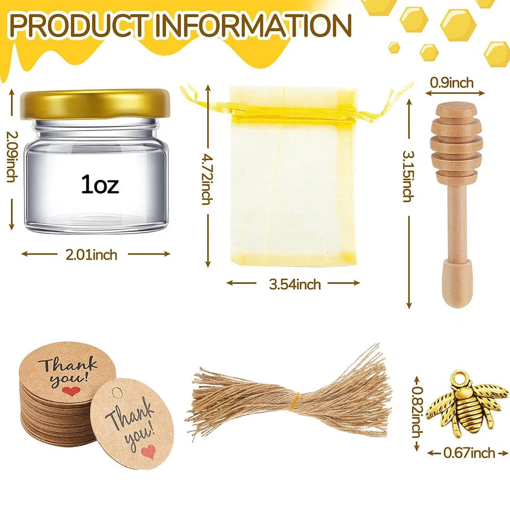 Mini Potes de Vidro para Mel Personalizados — Lembrança de Casamento (1 oz)