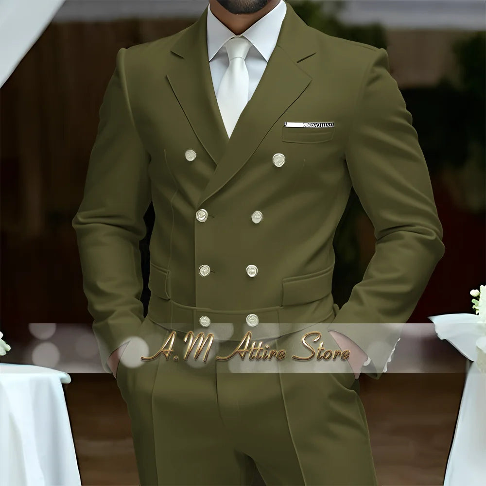 Fato Masculino Branco de Luxo – Blazer Cruzado e Calças Elegantes
