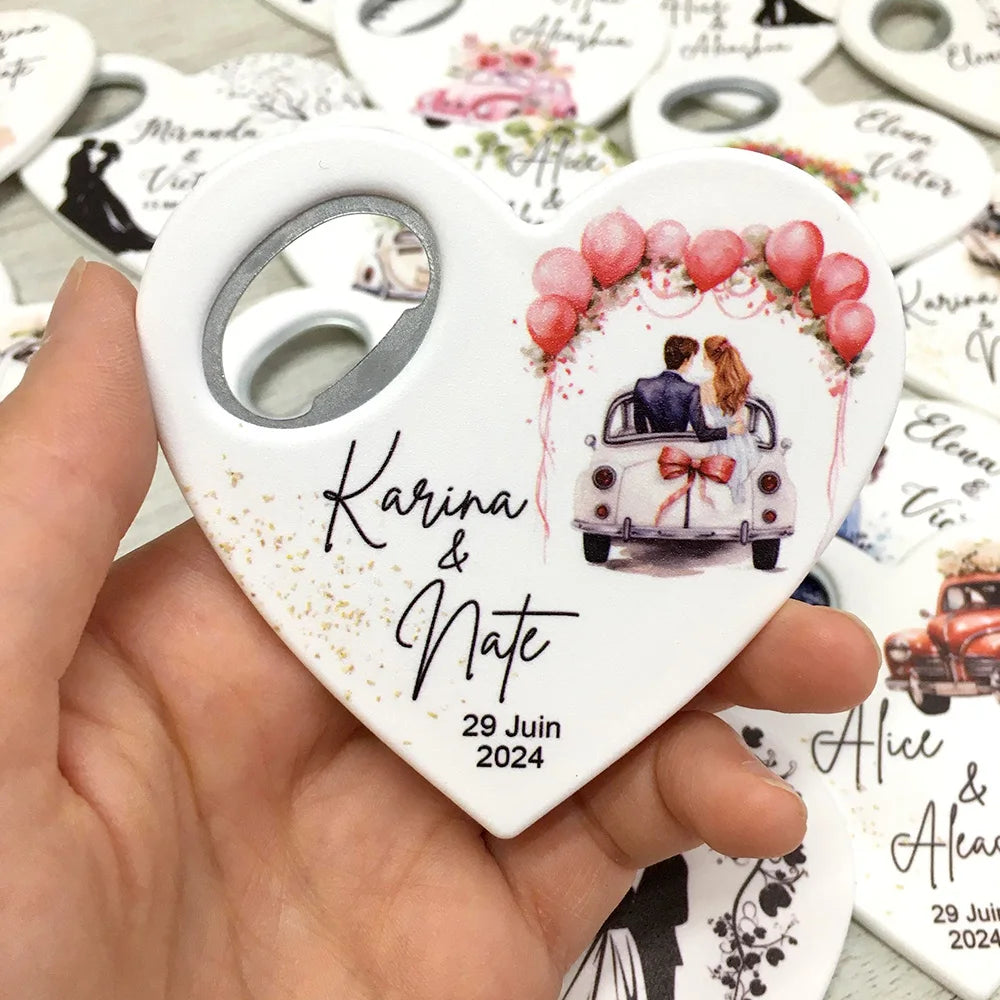 Abridor de Garrafas Magnético Personalizado UV — Lembrança de Casamento