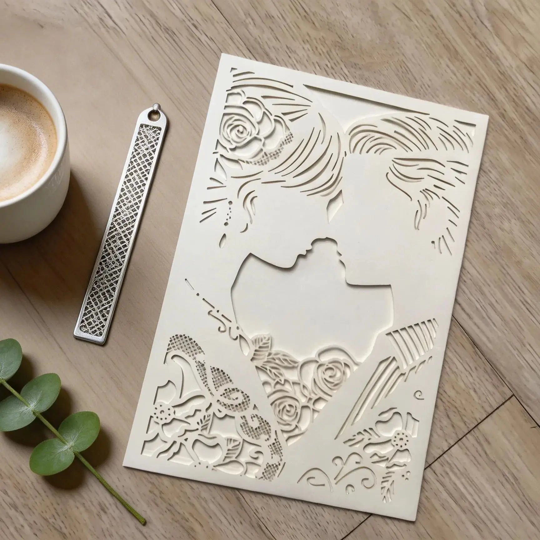 Convites de Casamento Laser Cut Personalizados – Pack de 10 | Capas Elegantes para Convites