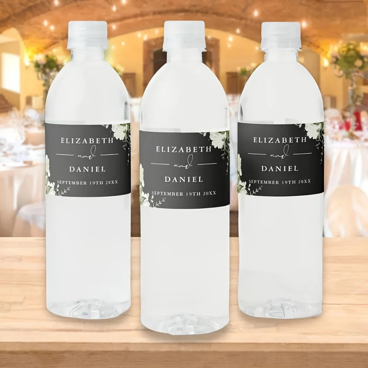 Etiquetas Personalizadas para Garrafas de Água de Casamento — Kit com 30 Unidades