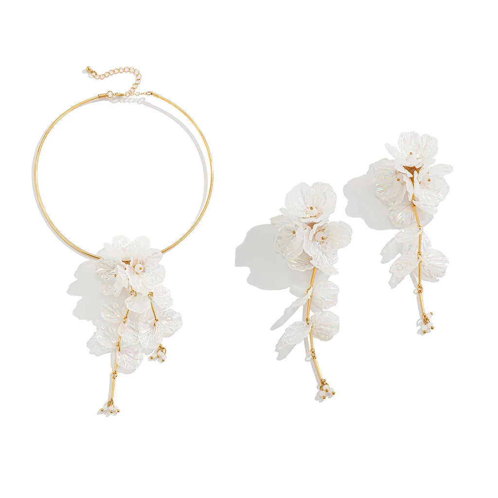 Conjunto de Colar e Brincos Boho Floral