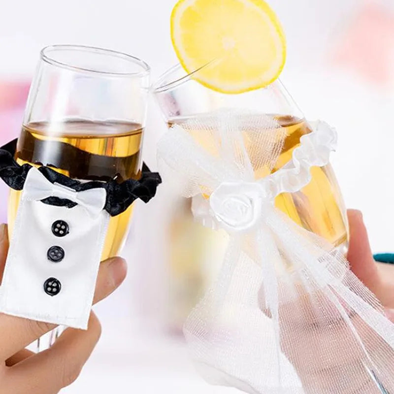 Taças Decorativas Bride & Groom – Conjunto de 2 para Casamentos