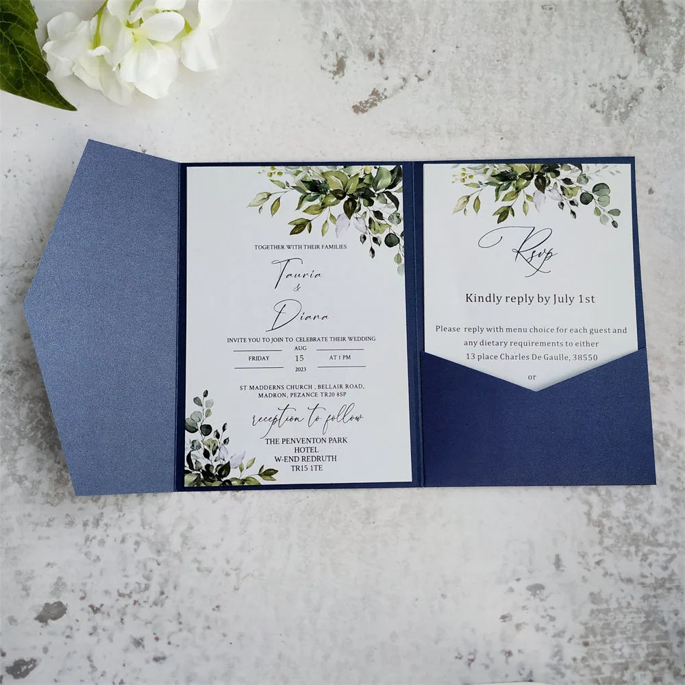 Envelopes Pocket Fold Azul-Marinho Premium