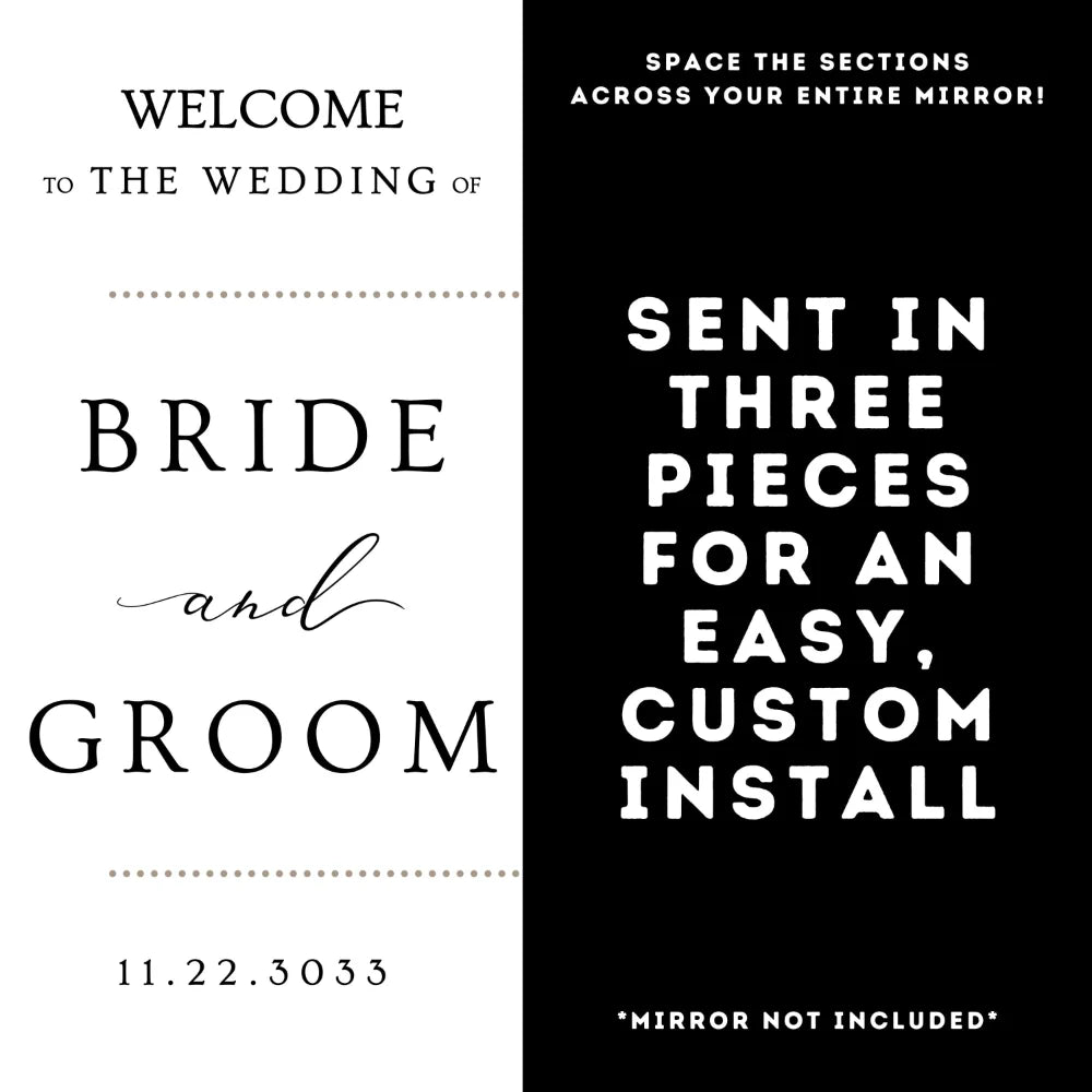 Autocolante Personalizado para Espelho de Casamento – Nomes dos Noivos e Data
