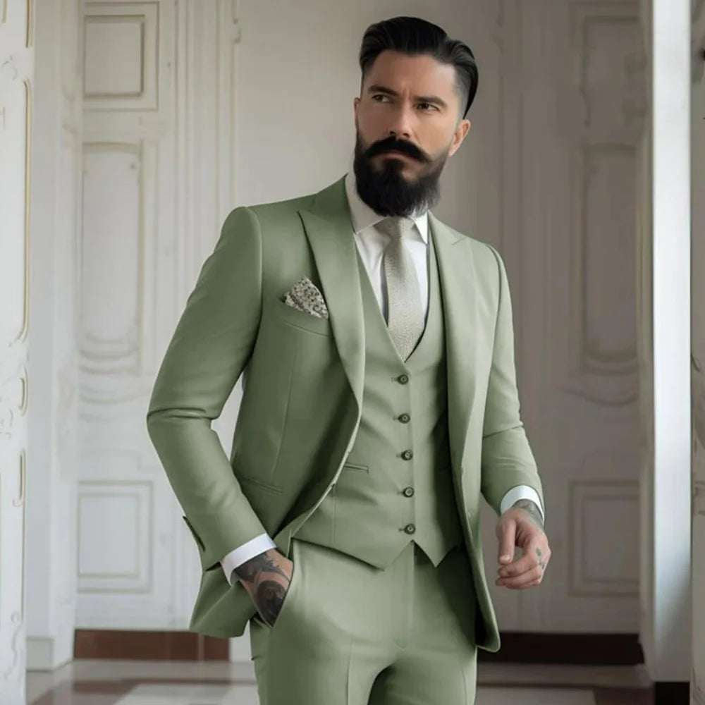 Fato Masculino Champagne – Conjunto de 3 Peças para Casamento e Eventos Formais
