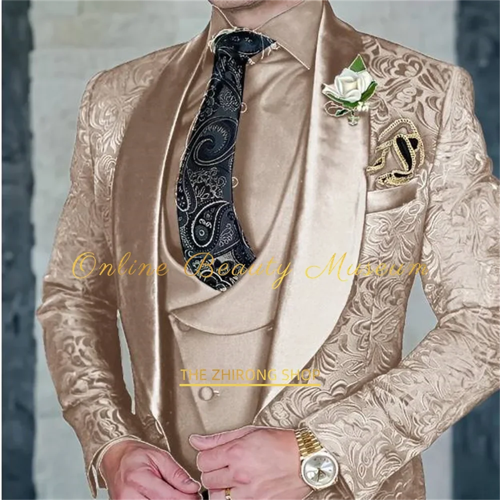 Fato Premium Jacquard de 3 Peças para Homem