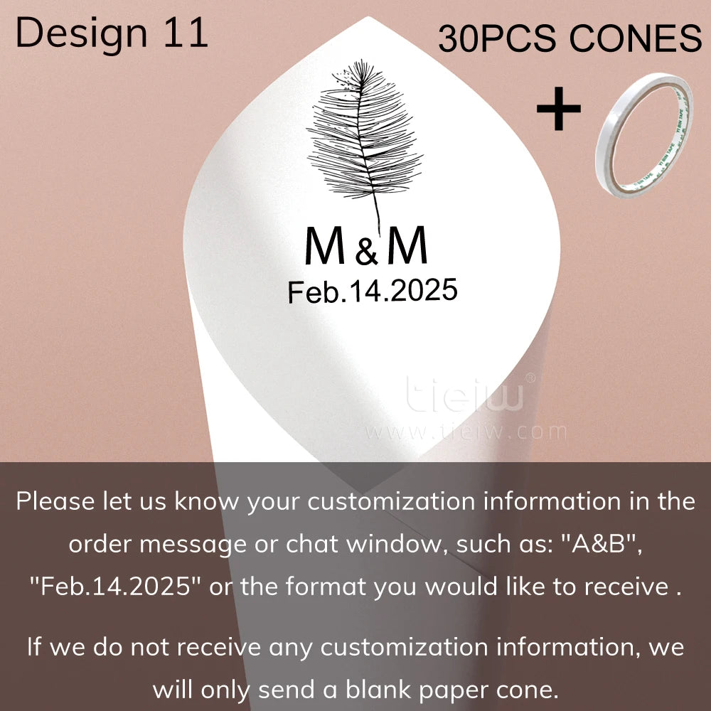 Cones para Confettis Personalizados – Papel Elegante para Casamento